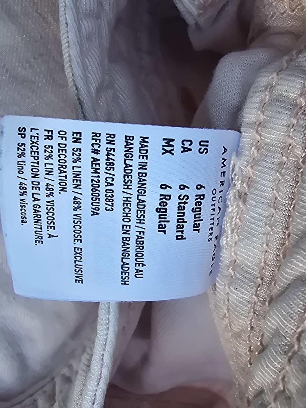 American Eagle Light Pink Drawstring Wide Leg Linen Pants Size 6 - Picture 14 of 14